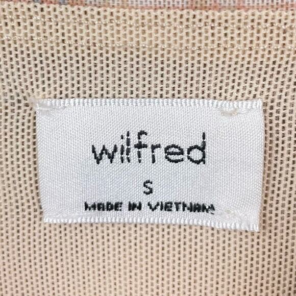 Wilfred Tan Plaid Tie Spaghetti Strap Ruched Side V-Neck Lined Bodycon Dress - Picture 6 of 8